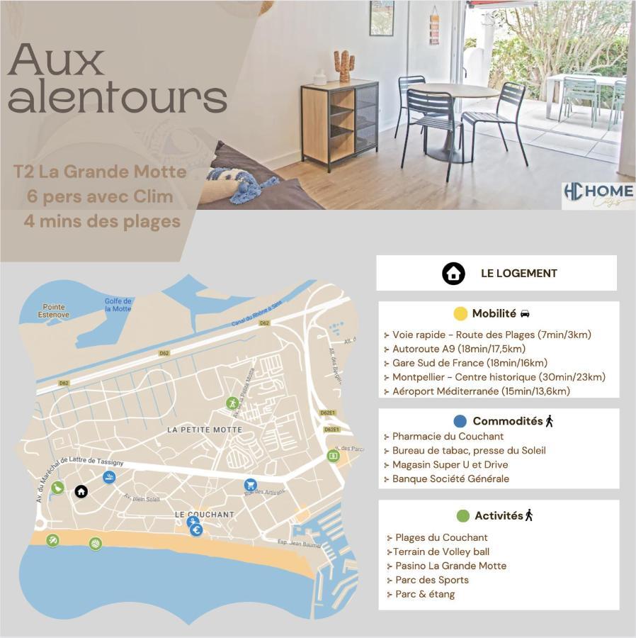 Apartment Motte Du Couchant, 6 Personnes, 4 Min De La Plage, Parking, Climatisation La Grande-Motte
